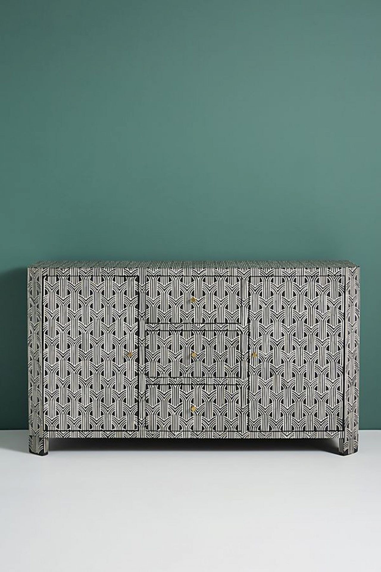 Antique Look Bone Inlay Buffet Table in Black Color - CraftShades