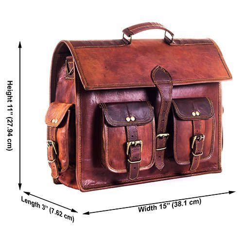 Craftshades – 4 Pockets 15″11 Vintage Shaded Handcrafted Briefcase Bag ...