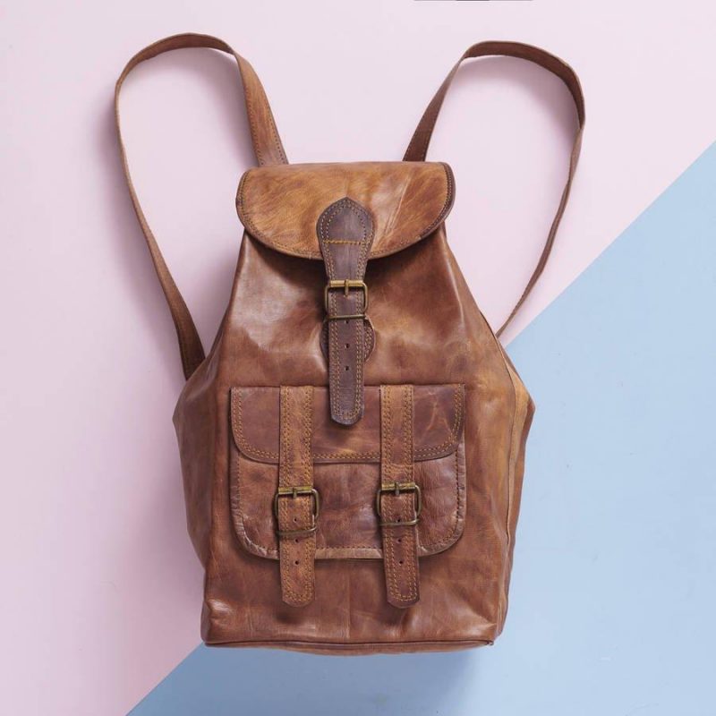 Craftshades - Handcrafted 13*18 Inch Large Goat Leather Backpack |  100% Genuine Leather - Image 3
