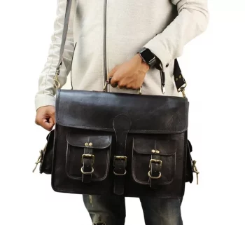 Craftshades - 11*15 Inch 4 Pockets Handcrafted Leather Bag| 100% Genuine Leather