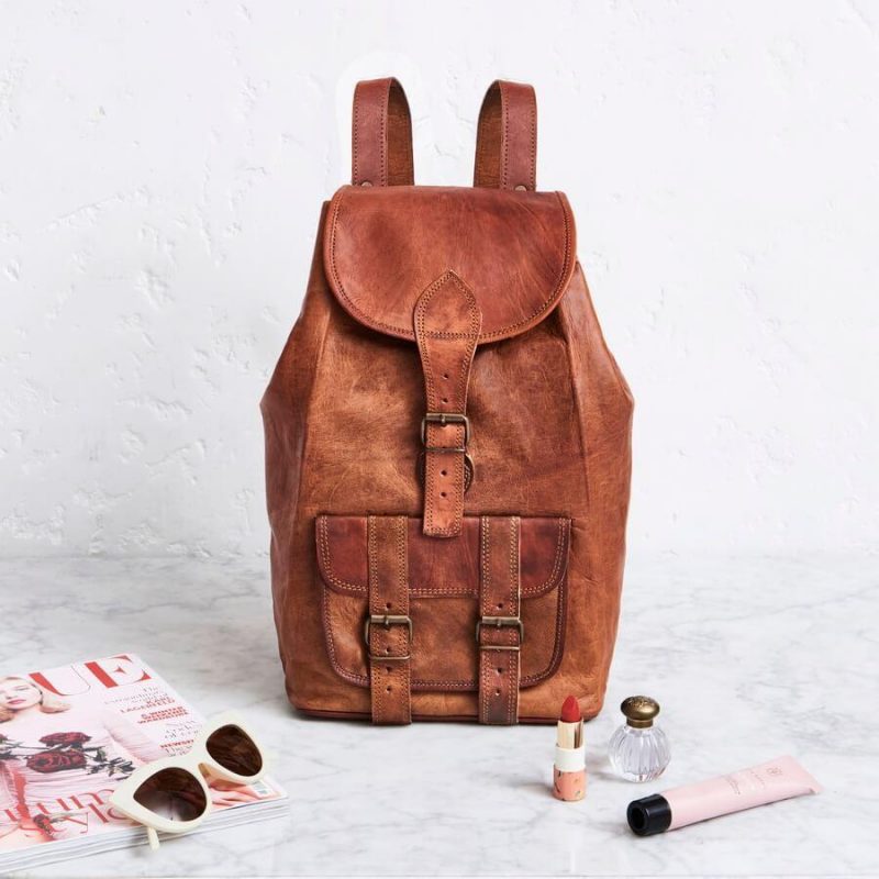 Craftshades - Handcrafted 13*18 Inch Large Goat Leather Backpack |  100% Genuine Leather - Image 4