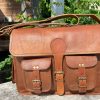 Craftshades – 16 Inch Handcrafted Briefcase Goat Leather Bag | 100% Genuine Leather