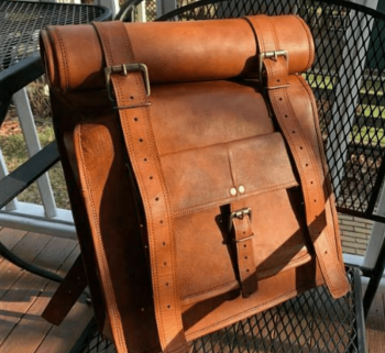 Roll backpack,school bag Leather backpack ,