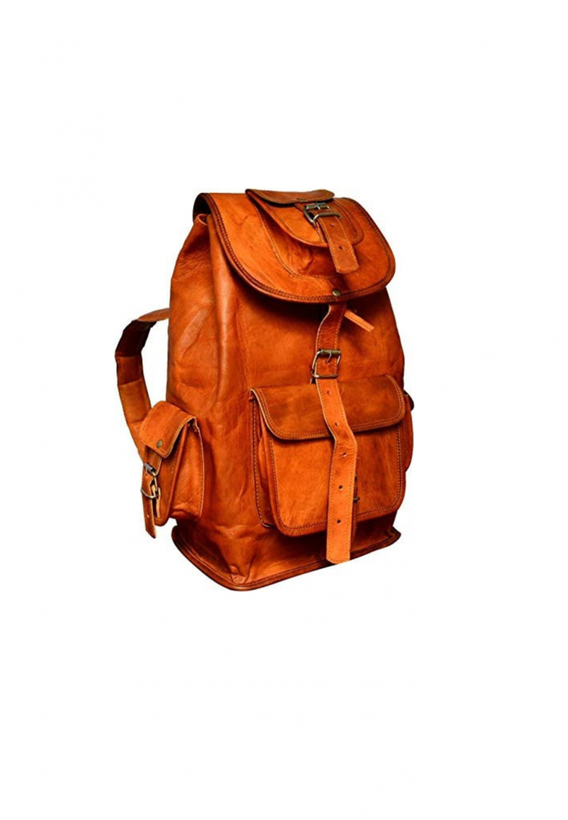 CraftShades - 13*18 Inch Goat Leather Backpack bag For Girls And Boys | 100% Genuine Leather