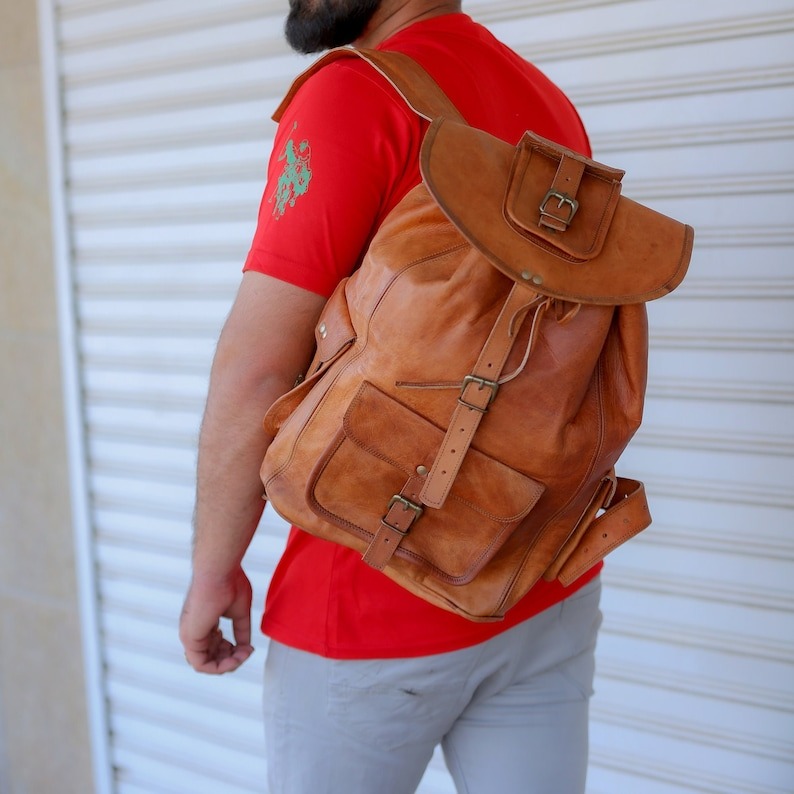 leather backpack men