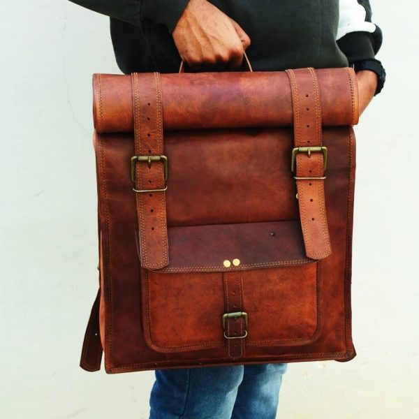 Craftshades - 14*24 Inch 100% Genuine Roll Leather Shoulder Backpack | Unisex