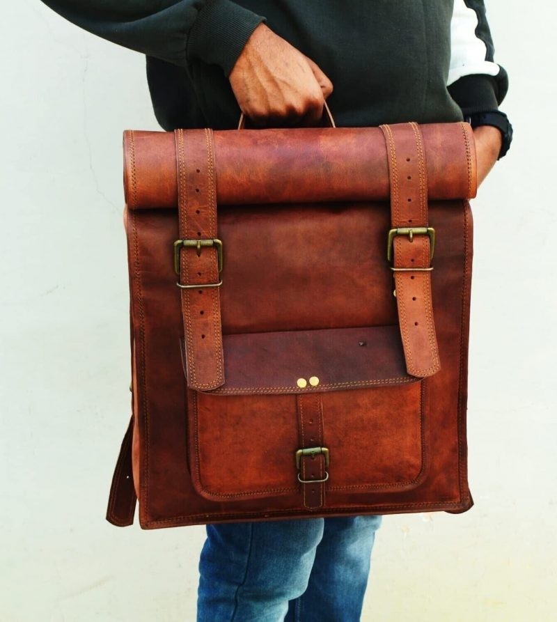 Craftshades - 14*24 Inch 100% Genuine Roll Leather Shoulder Backpack | Unisex