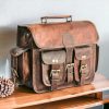 Craftshades – 11*15 Inch Double Pocket Handcrafted Vintage Messenger Goat Unisex Leather Bag | 100% Genuine Leather - Image 4