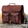 Craftshades – 11*15 Inch Double Pocket Handcrafted Vintage Messenger Goat Unisex Leather Bag | 100% Genuine Leather - Image 7