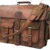 Craftshades – 11*15 Inch Double Pocket Handcrafted Vintage Messenger Goat Unisex Leather Bag | 100% Genuine Leather - Image 6