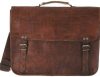 Craftshades – Dark Brown Double Strip Plain 16″12 Handcrafted Leather Laptop Bag | 100% Genuine Leather