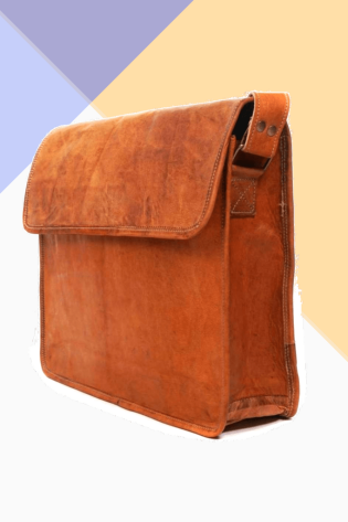 Craftshades – Flip-Flop Plain 18"13 Handcrafted Leather Laptop Bag | 100% Genuine Leather