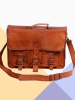 Craftshades – Vintage Double Pocket 18"13 Handcrafted Leather Laptop Bag | 100% Genuine Leather