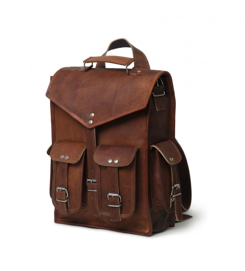 Craftshades – 11 x 15 x 3 Inch 4 Pockets Dark Brown Handcrafted Leather Backpack | 100% Genuine Leather - Image 4