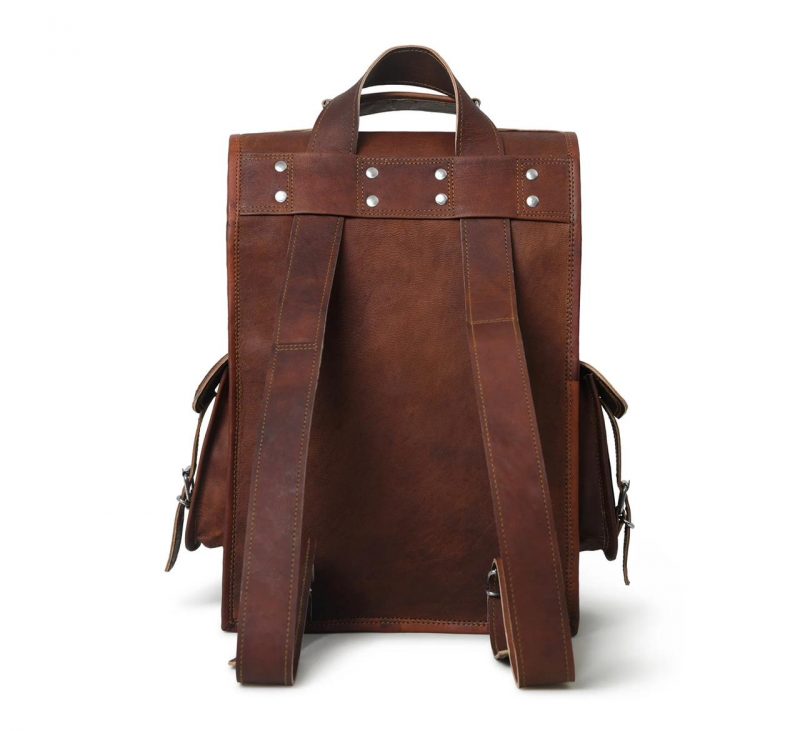 Craftshades – 11 x 15 x 3 Inch 4 Pockets Dark Brown Handcrafted Leather Backpack | 100% Genuine Leather - Image 6