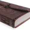 Craftshades – Vintage Dark Brown Shaded Flower Embossed Unique Design 7″5 Handcrafted Leather Journal/Diary 200 page | 100% Genuine Leather - Image 3
