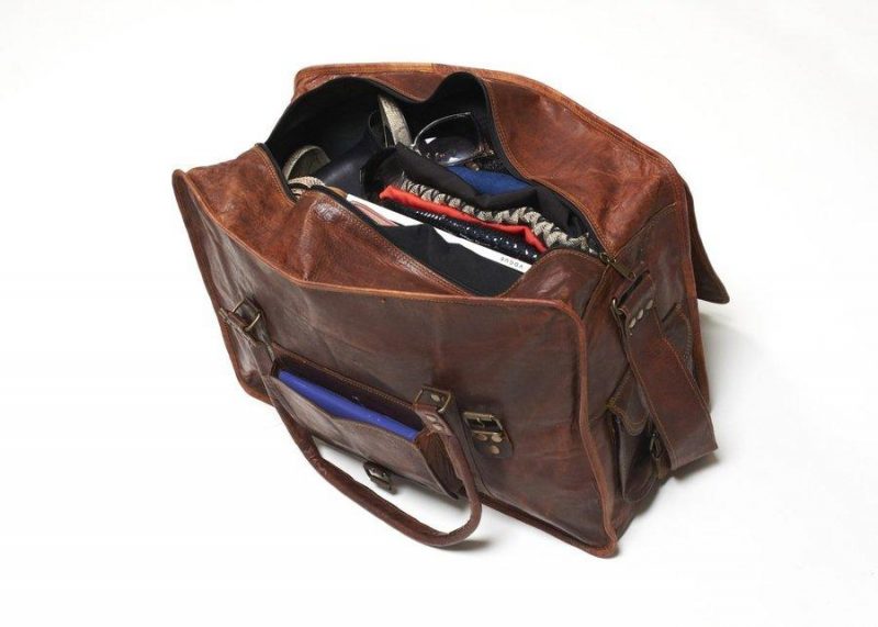 Craftshades -  20 Inch Handcrafted Travel Duffle Goat Leather Bag | 100 Genuine Leather - Image 4