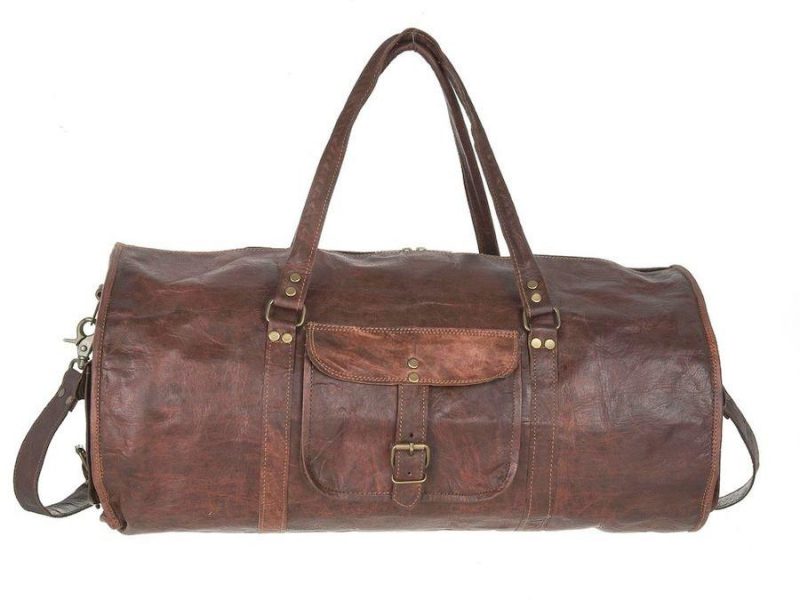 Craftshades - 20 Inch Handcrafted Curved Duffle Goat Leather Bag | 100 Genuine Leather - Image 3