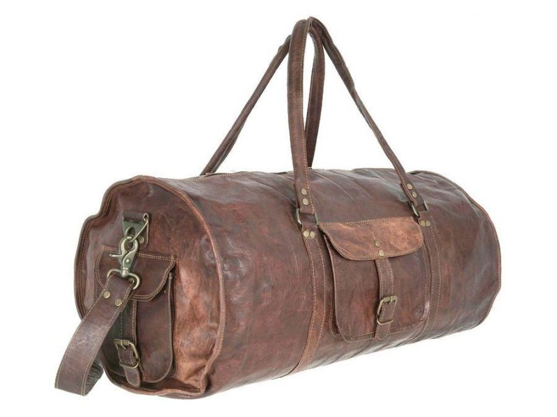 Craftshades - 20 Inch Handcrafted Curved Duffle Goat Leather Bag | 100 Genuine Leather - Image 4