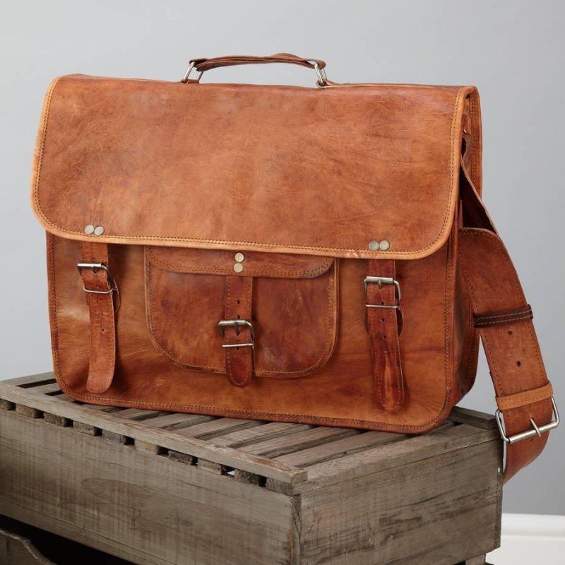 Craftshades – Vintage Single Pocket 13"10 Handcrafted Leather Laptop Bag | 100% Genuine Leather