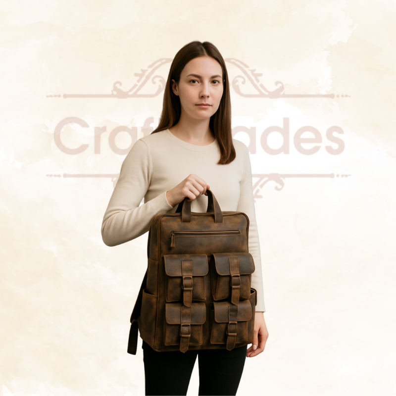 Craftshades - Buffalo Vintage 18" Leather Backpack  | 100% Genuine Leather - Image 4