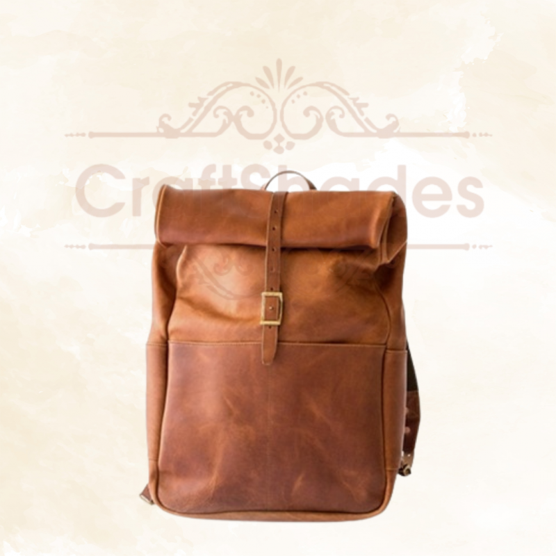 Craftshades - 100% Genuine Roll 13*18 Inch Goat Leather Shoulder Backpack | Unisex - Image 2