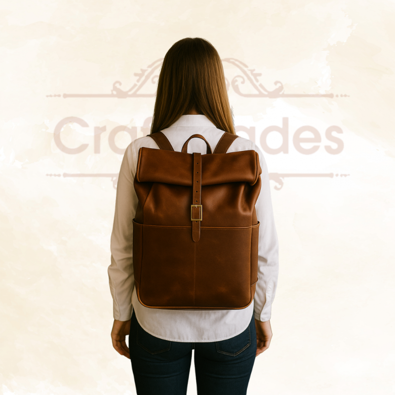 Craftshades - 100% Genuine Roll 13*18 Inch Goat Leather Shoulder Backpack | Unisex - Image 4