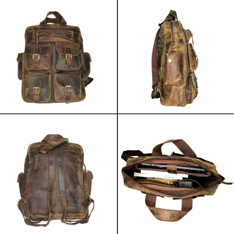 Craftshades - Buffalo Vintage 18" Leather Backpack  | 100% Genuine Leather - Image 3