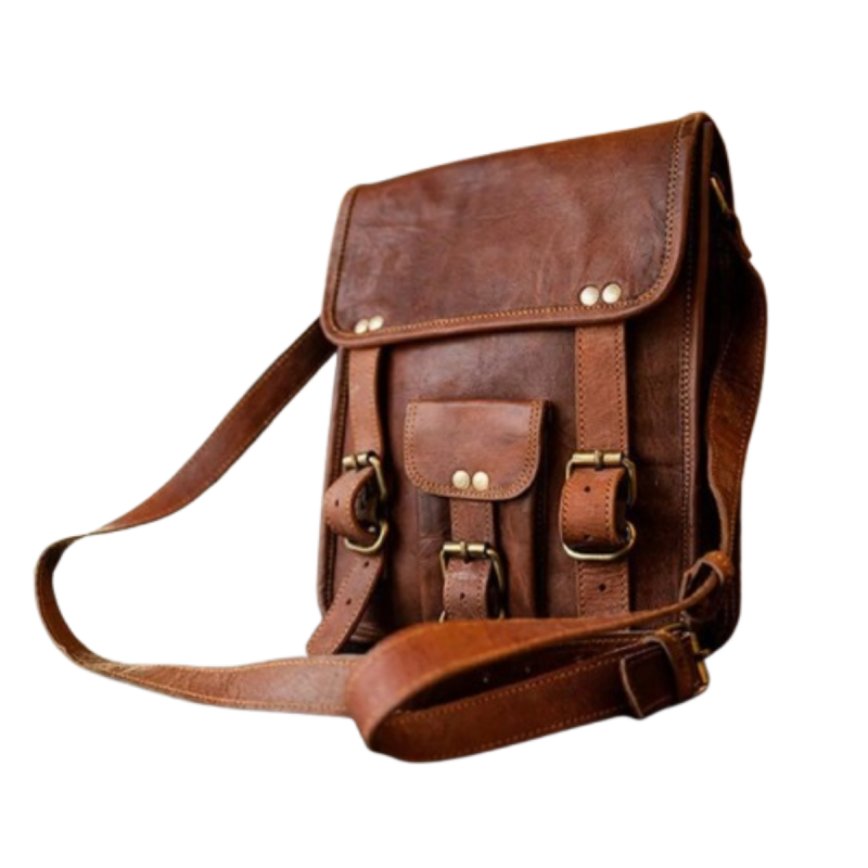 Craftshades – 9*11" front pocket Handcrafted Canvas+ Goat Leather Sling Bag | 100% Genuine Leather