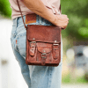Craftshades – 9*11" front pocket Handcrafted Canvas+ Goat Leather Sling Bag | 100% Genuine Leather - Image 2