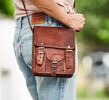 Craftshades – 9*11" front pocket Handcrafted Canvas+ Goat Leather Sling Bag | 100% Genuine Leather