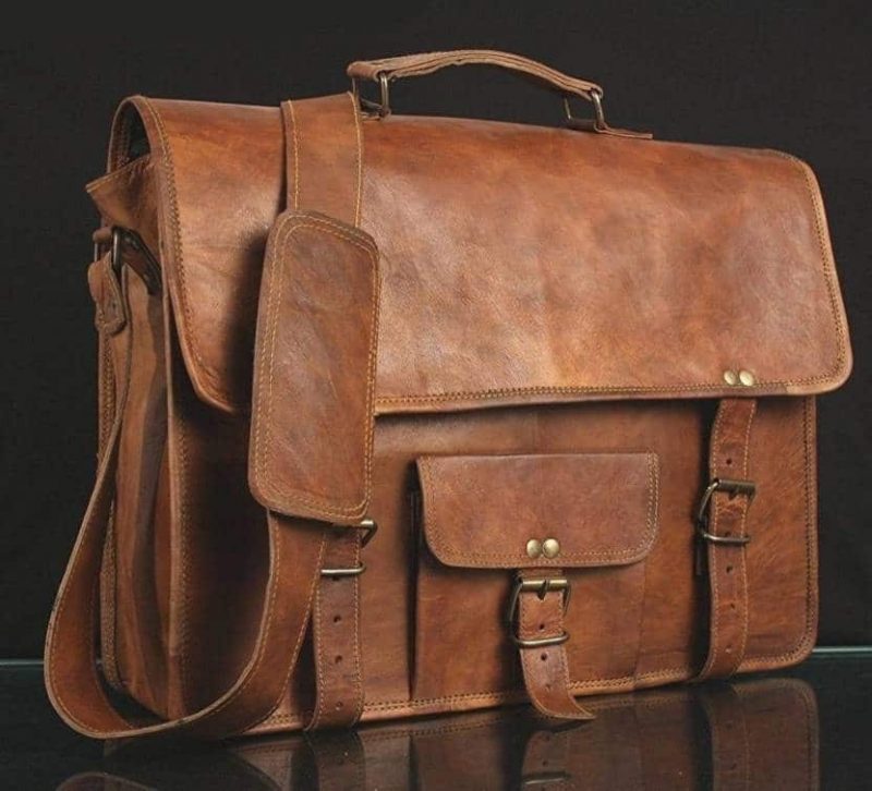 Craftshades – 15″ With Pocket Handcrafted Messenger Leather Bag | 100% Genuine Leather - Image 3