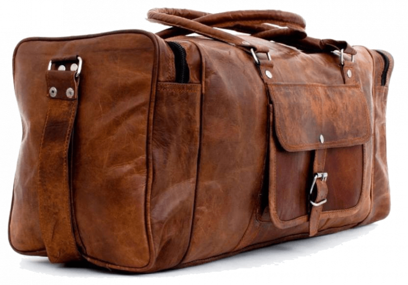 Craftshades - 3 Compartments (Expandable) 24 Inch Handcrafted Duffle Leather Bag (Brown) | 100% Genuine Leather - Image 3
