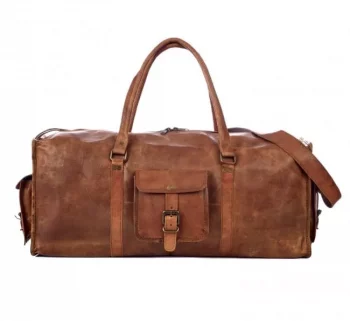 Craftshades -  22 Inches 4 Edges Handcrafted Duffle Goat Leather Bag | 100% Genuine Leather Bag