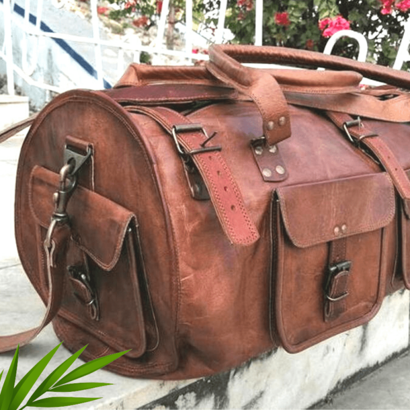 leather bag, gym bag,travel bag round circle duffle bag