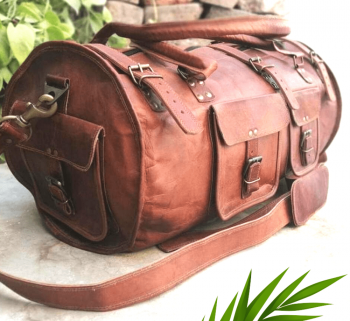 duffle bag, travel bag, gym bag ,round leather bag