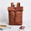 Craftshades - 100% Genuine Roll 13*18 Inch Goat Leather Shoulder Backpack | Unisex - Image 3