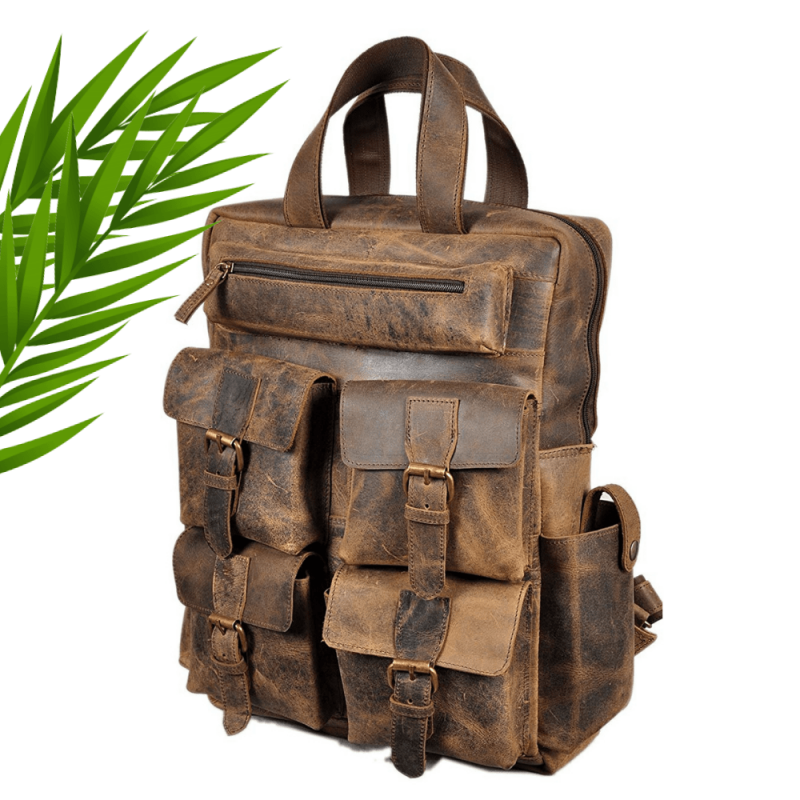 travel bag ,7 pocket ghoat leatherb buffeather bag l