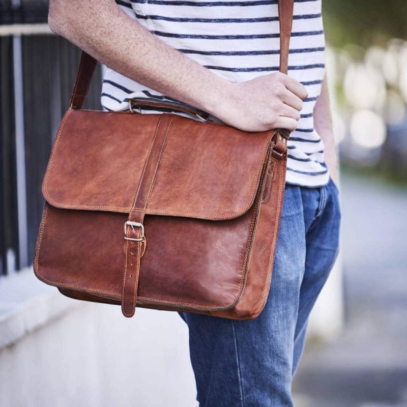 Craftshades - 10*13" Expandable Handcrafted Vintage Goat Leather Bag | 100% Genuine Leather - Image 2