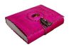 Craftshades – Metal Lock Single Stone Pink Embossed Design 7″5 Handcrafted Leather Journal/Diary 200 page | 100% Genuine Leather