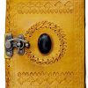 Craftshades – Metal Lock Single Stone Yellow Embossed Design 7″5 Handcrafted Leather Journal/Diary 100 page | 100% Genuine Leather - Image 3