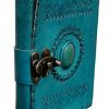 Craftshades – Metal Lock Single Stone Aqua Blue Embossed Design 7″5 Handcrafted Leather Journal/Diary 200 page | 100% Genuine Leather - Image 5