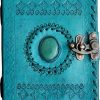 Craftshades – Metal Lock Single Stone Aqua Blue Embossed Design 7″5 Handcrafted Leather Journal/Diary 200 page | 100% Genuine Leather - Image 3