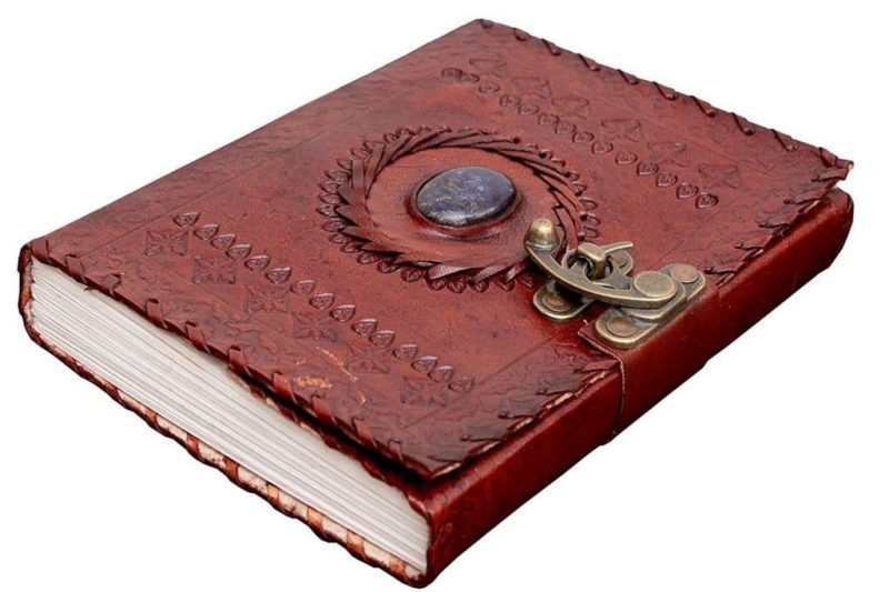 Craftshades – Metal Lock Single Stone Brown Embossed Design 7″5 Handcrafted Leather Journal/Diary 200 page | 100% Genuine Leather - Image 2