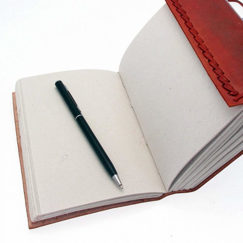 Craftshades – Plain Brown Strip Embossed Design 7″5 Handcrafted Leather Journal/Diary 200 page | 100% Genuine Leather - Image 5
