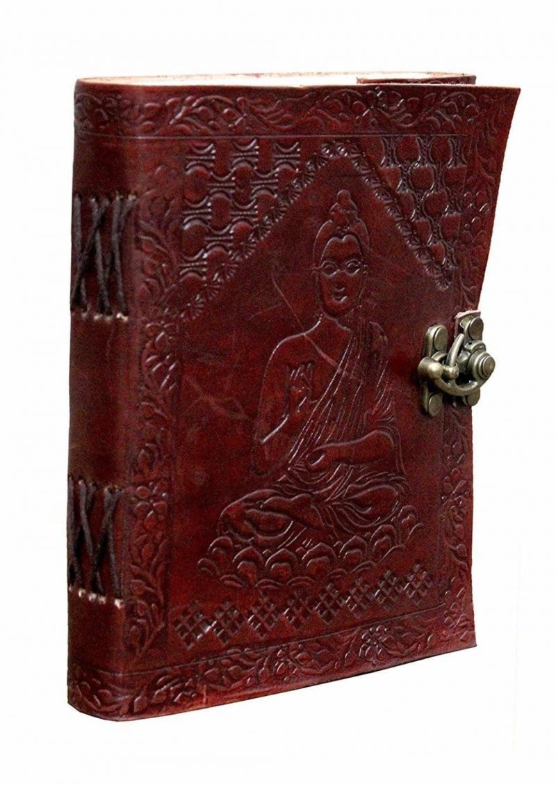 Craftshades – Metal Lock Brown Engraved Gautam Buddha  Design 7″5 Handcrafted Leather Journal/Diary 100 page | 200% Genuine Leather - Image 5
