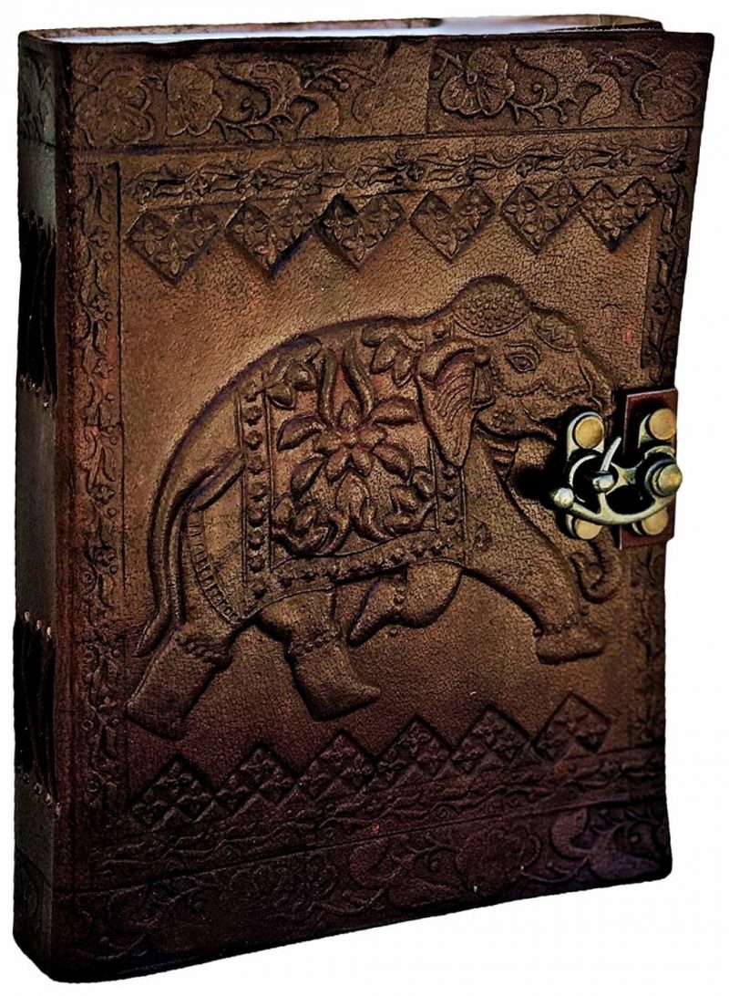 Craftshades – Metal Lock Vintage Brown Embossed Elephant Design 7″5 Handcrafted Leather Journal/Diary 200 page | 100% Genuine Leather - Image 3