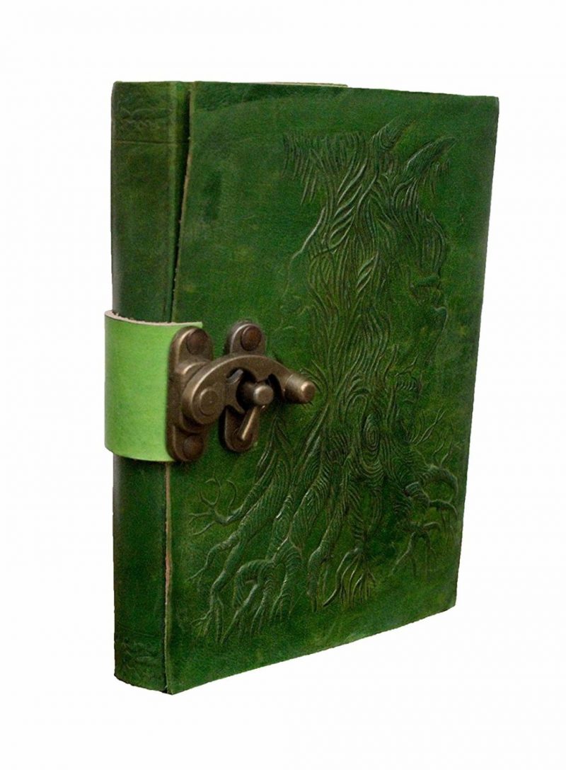 Craftshades – Metal Lock Dark Green Embossed Design 7″5 Handcrafted Leather Journal/Diary 200 page | 100% Genuine Leather - Image 3