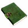 Craftshades – Metal Lock Dark Green Embossed Design 7″5 Handcrafted Leather Journal/Diary 200 page | 100% Genuine Leather - Image 2