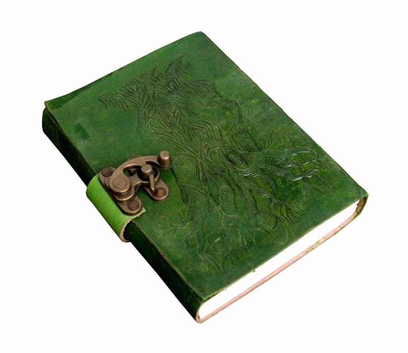 Craftshades – Metal Lock Dark Green Embossed Design 7″5 Handcrafted Leather Journal/Diary 200 page | 100% Genuine Leather - Image 2